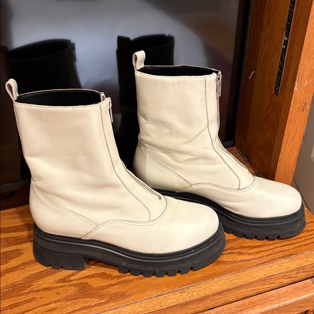 Cream Zip Boot - Picture 4 of 11